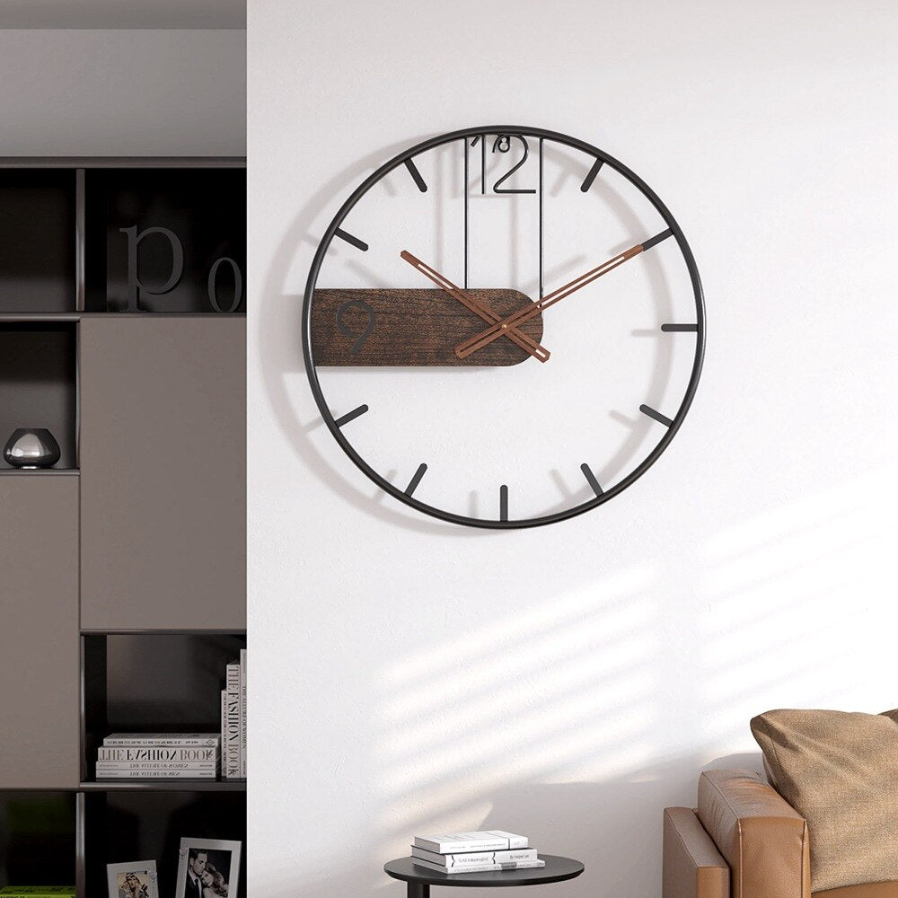 Duży Zegar Ścienny 50 cm, Nowoczesny Zegar na Ścianę do Salonu, Elegancki Metalowy Design 3