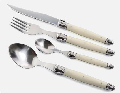 Elegancki Zestaw Sztućców Elfenbeinowy z Stali Nierdzewnej 304, 24 Części - Komplet Sztućców do Eleganckich Posiłków 2