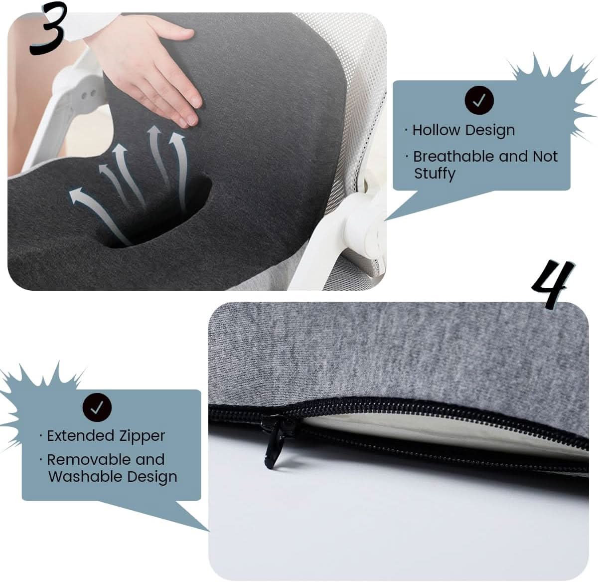 Poduszka ergonomiczna na krzesło biurowe w kolorze niebieskim