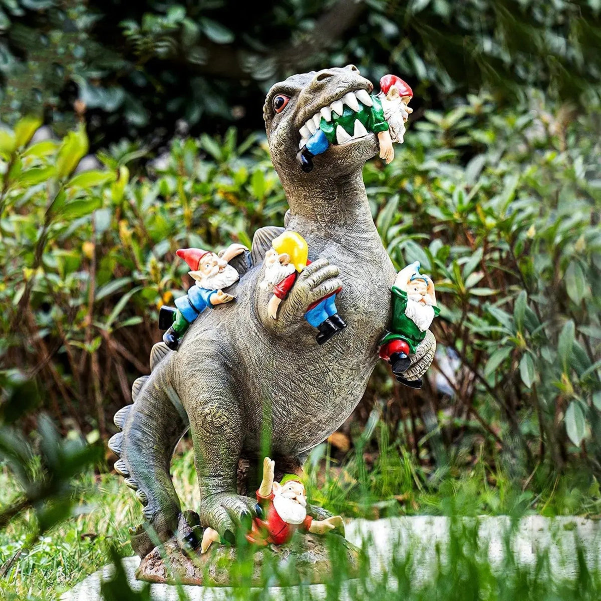Figurka dekoracyjna do ogrodu Gnomezilla – kolorowy wzór dinozaura, który zapewni wyjątkowe doznania w ogrodzie. 0
