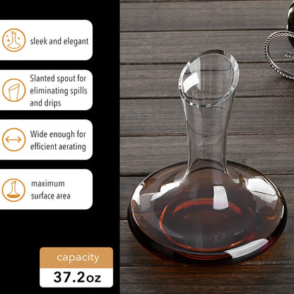 Kryształowa Karafka Elegancka Do Wina – Duża Pojemność 1100ml, Optymalne Napowietrzanie, Doskonały Akcent [karafka do wina] 4