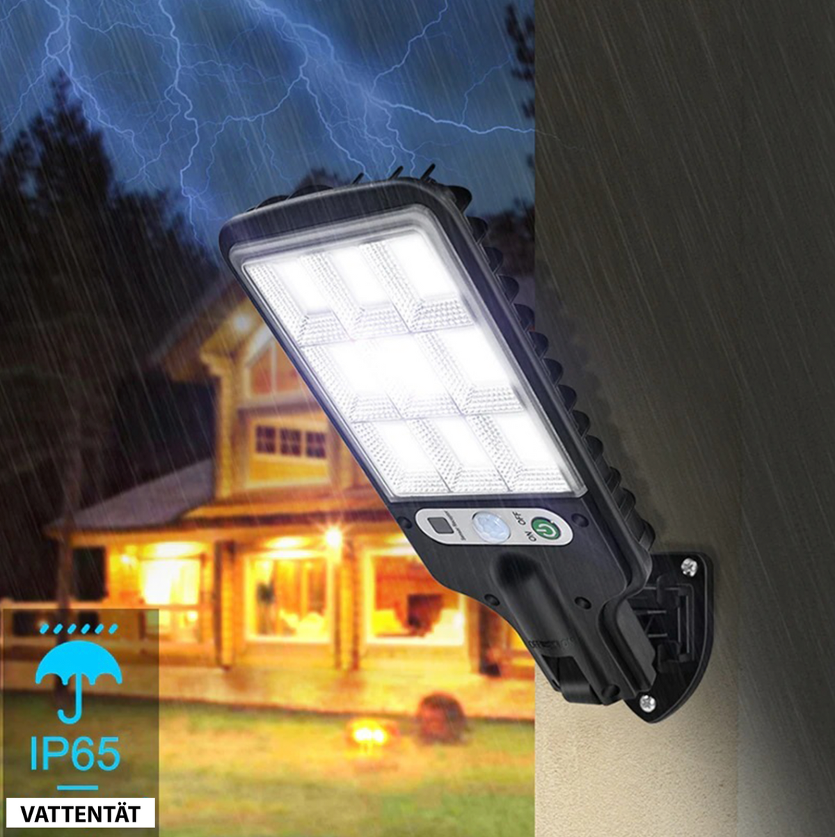 Lampa Solarna Ogrodowa LED z Czujnikiem Ruchu i Pilotem, Super Jasne Światło 6000K, IP65, Energooszczędna 0
