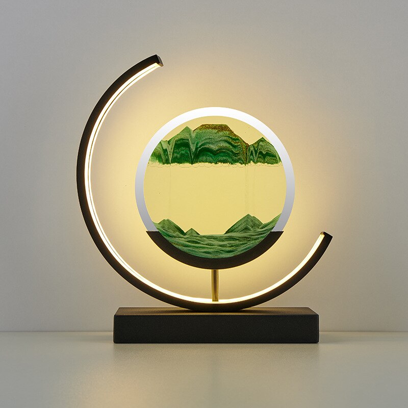 Lampa Stołowa LED z Piaskiem – Unikalny Efekt 3D, Nowoczesny Design do Salonu, Przyjazne dla Oczu Światło 0