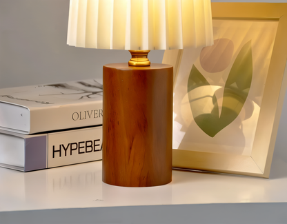 Lampa Stołowa ScandiChic z Drewna LED, Ciepłe Światło, Nowoczesny Design do Salonów i Sypialni 4