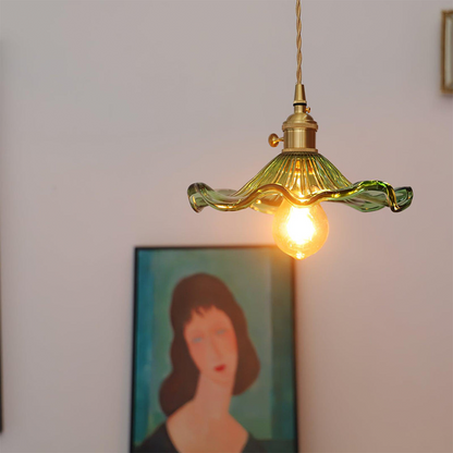 Lampa Wisząca Kwiatowa ze Szkła do Salonu – Regulowana Długość, Eleganckie Oświetlenie do Salonów, Jadalni i Przedpokoi 2