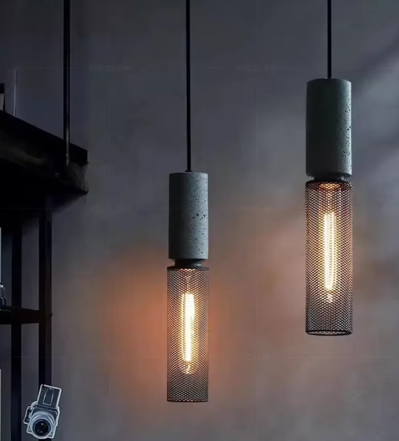Lampa Wisząca LED z Betonu i Żelaza – Nowoczesna Lampa do Salonu i Restauracji, Styl Przemysłowy, Efektywne Oświetlenie 1