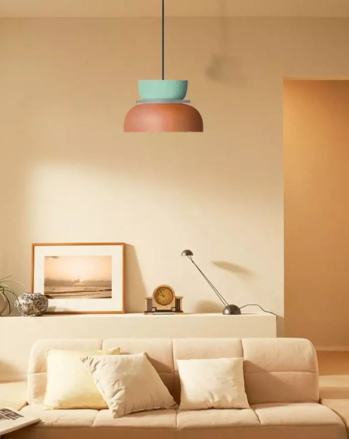 Lampa Wisząca w Stylu Skandynawskim z Pastelowymi Kolorami – Okrągła Lampa do Salonu i Nad Stół z Technologią LED 5