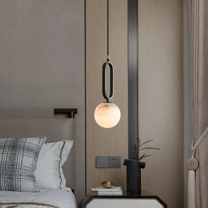 Lampa Wisząca z Naturalnego Marmuru Hulda – Nowoczesna Lampa do Salonu i Jadalni, Oświetlenie Nad Stół, Minimalistyczny Design 2