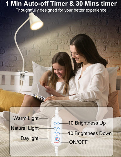 Lampa biurkowa LED z elastycznym ramieniem – 10 poziomów jasności, idealna do pracy i czytania, funkcjonalny design 3
