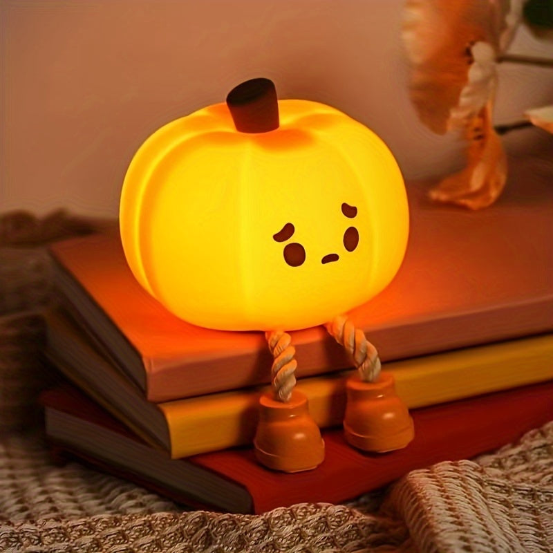 Lampka Nocna LED w Kształcie Dyni z Dotykowym Sterowaniem i Ładowaniem USB – Idealna Lampka Nocna dla Dzieci do Sypialni 1