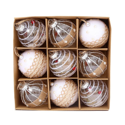 Luksusowe Bombki Choinkowe, Zestaw 9 Ozdób na Choinkę, Wielokolorowe, 8 cm 0