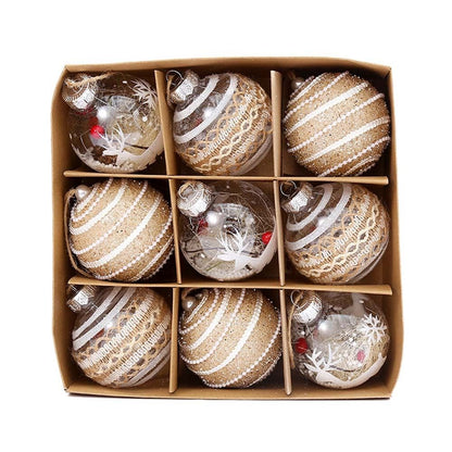 Luksusowe Bombki Choinkowe, Zestaw 9 Ozdób na Choinkę, Wielokolorowe, 8 cm 2