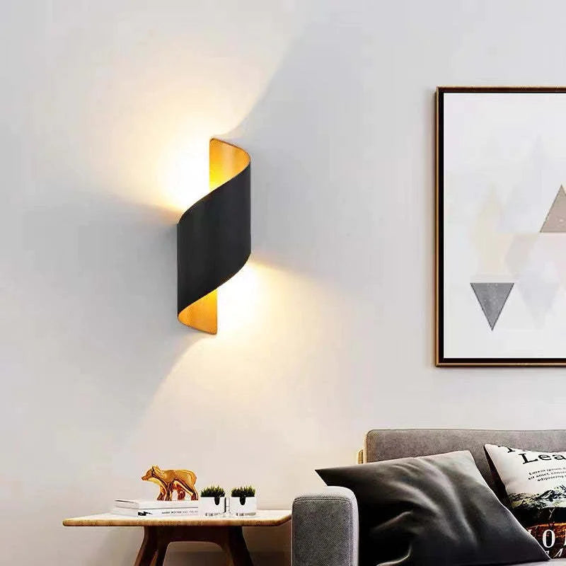 Nowoczesna Lampa Ścienna LED Spiralna, Kinkiet Ścienny Metalowy w Białym/Czarnym Kolorze do Salonu i Holu 8