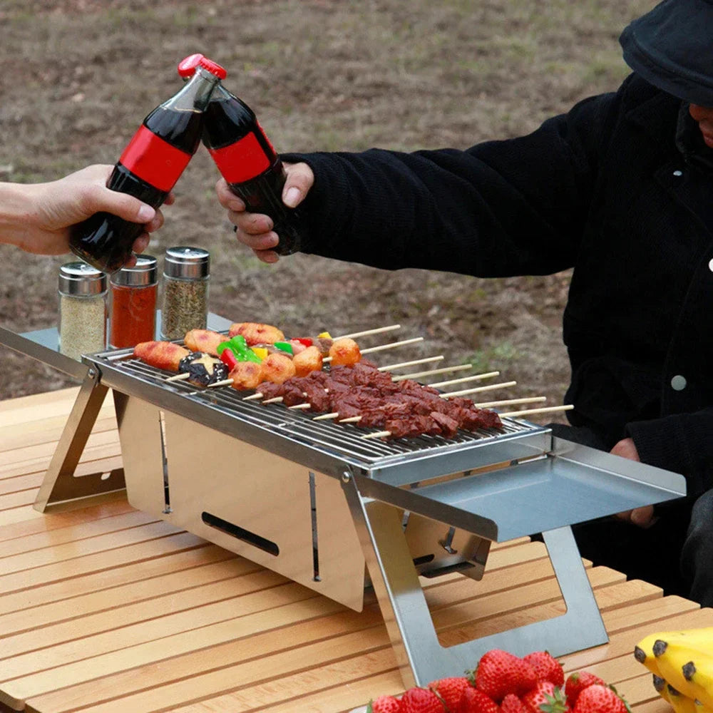 Przenośny Grill Węglowy z Regulowaną Wysokością – Lekki i Kompaktowy Grill BBQ do Campingów i Pikników 0