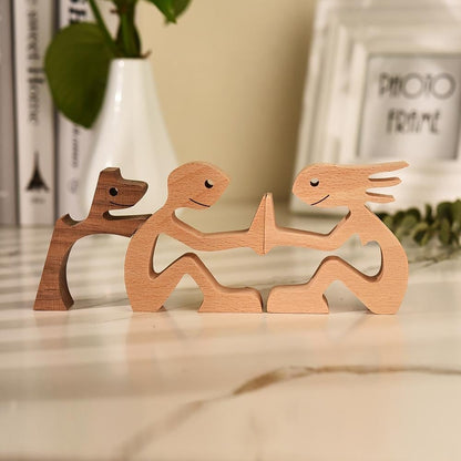 Ręcznie Rzeźbiona Figura Psa HeartBond – Symbol Miłości i Lojalności z Naturalnego Drewna, Rustykalny Styl 3