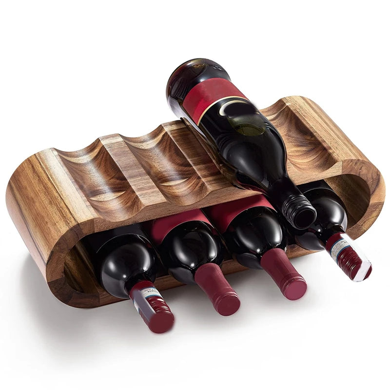 Stylowy Stojak na Wino – Elegancka Dwupoziomowa Konstrukcja na 8 Butelek z Drewna Akacjowego [stojak na wino] 0
