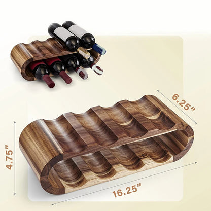 Stylowy Stojak na Wino – Elegancka Dwupoziomowa Konstrukcja na 8 Butelek z Drewna Akacjowego [stojak na wino] 4