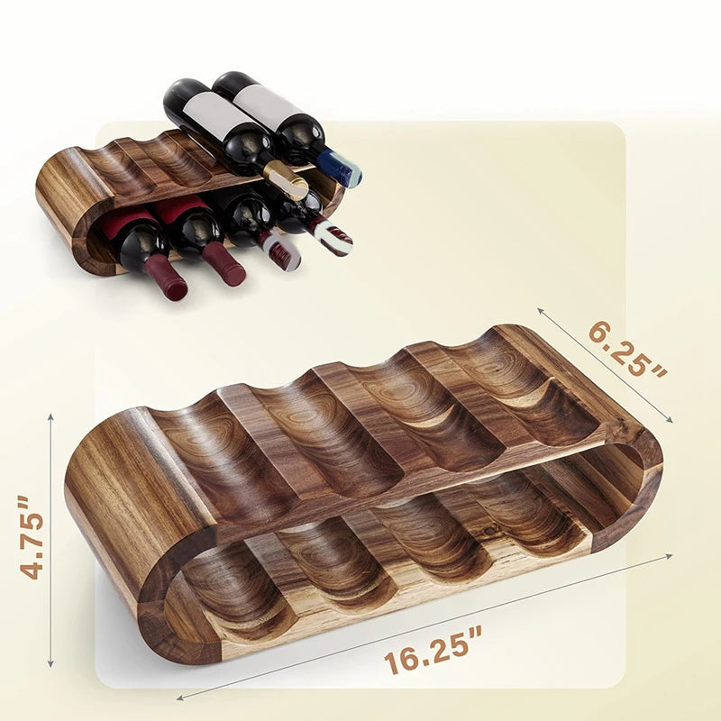 Stylowy Stojak na Wino – Elegancka Dwupoziomowa Konstrukcja na 8 Butelek z Drewna Akacjowego [stojak na wino] 4