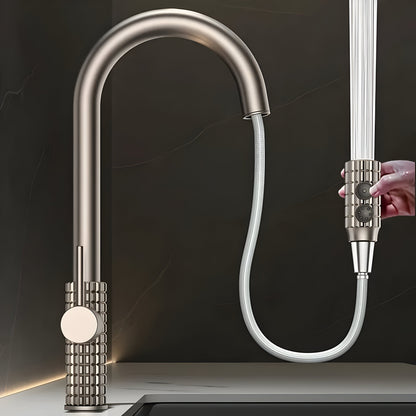 Wysoko wygięta metalowa bateria kuchenna – elegancki antyczny mosiądz z wyciąganą głowicą natryskową, łatwa w czyszczeniu i obsłudze 2