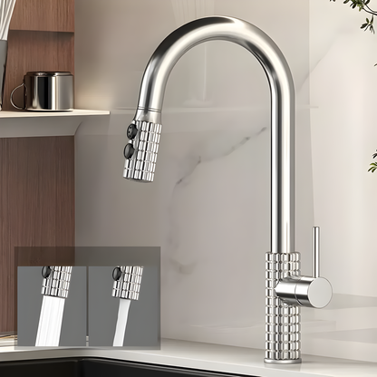 Wysoko wygięta metalowa bateria kuchenna – elegancki antyczny mosiądz z wyciąganą głowicą natryskową, łatwa w czyszczeniu i obsłudze 5