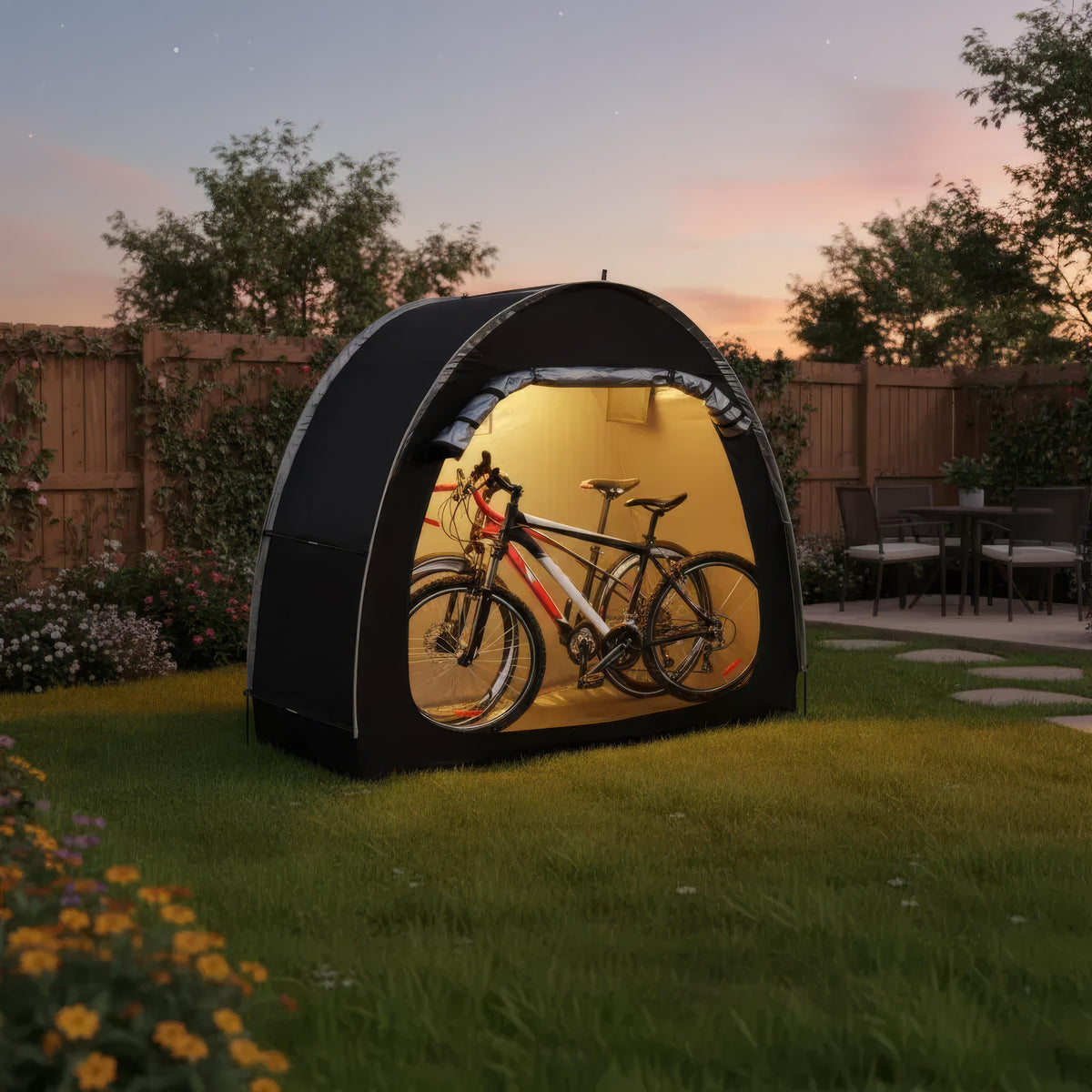 Namiot rowerowy na 2 rowery z tkaniny Oxford – widok ogólny